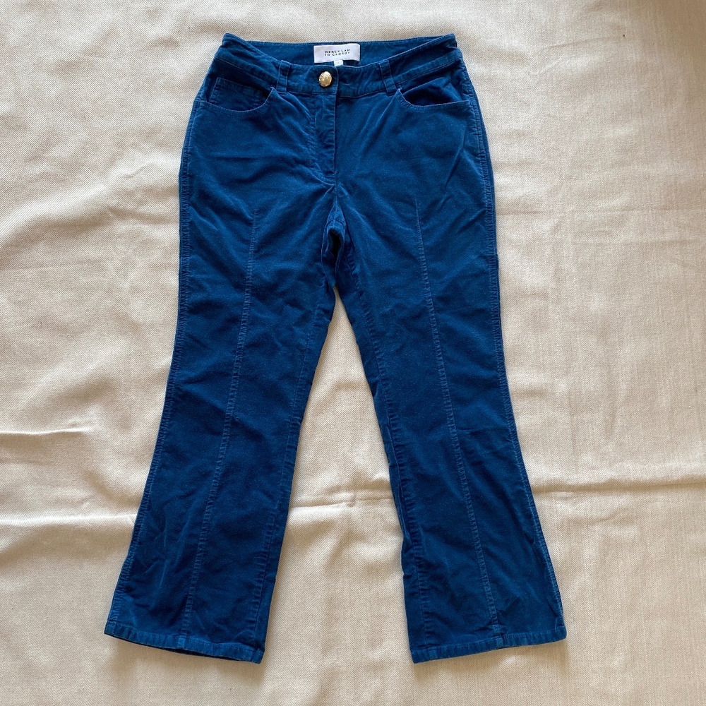 Derek Lam 10 Crosby Teal Velvet Flare Pants Size 4